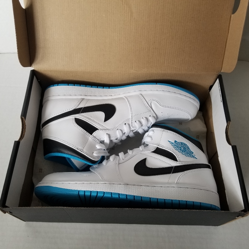 Nike Air Jordan 1 Mid White Laser Blue Men's 10 - Picture 9 of 10